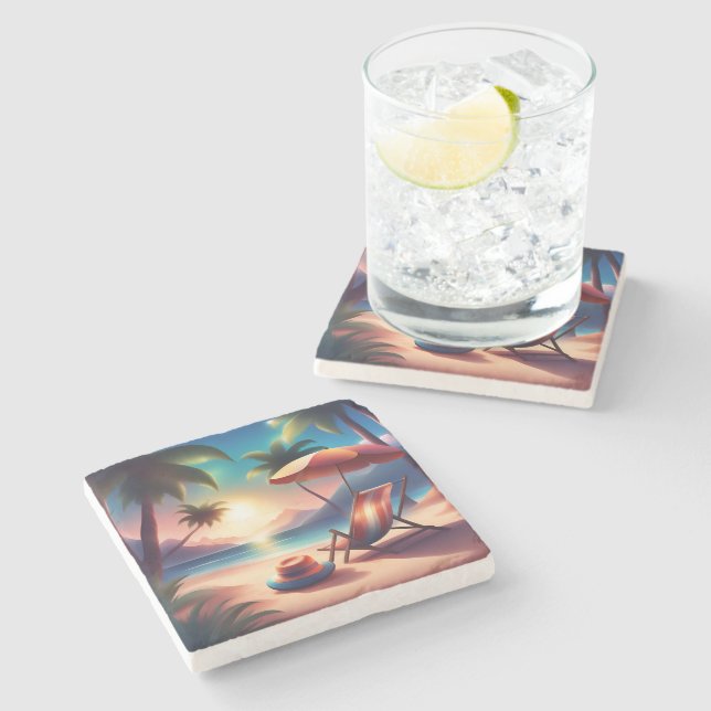 beautiful beach stone coaster (Side)