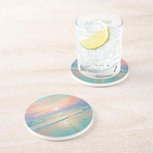 Beautiful beach sunset landscape coaster