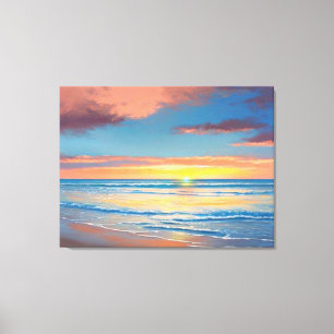 Beautiful Beach Sunset Painting Canvas Print
