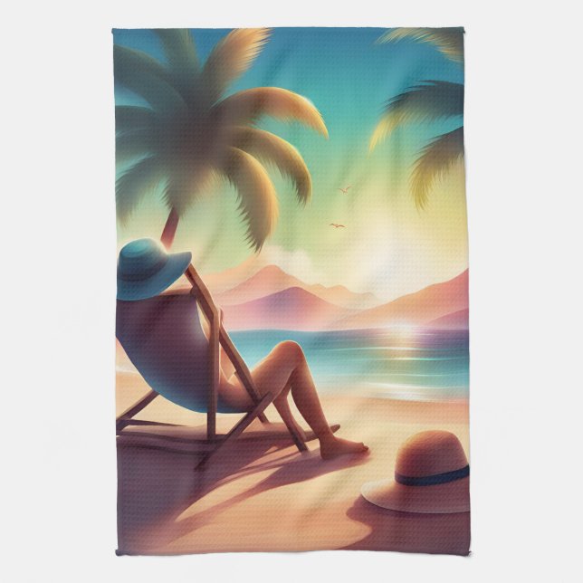 beautiful beach tea towel (Vertical)