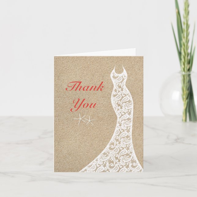 Beautiful Beach Thank You Card in Coral (Front)