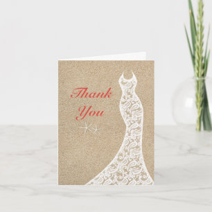 Beautiful Beach Thank You Card in Coral