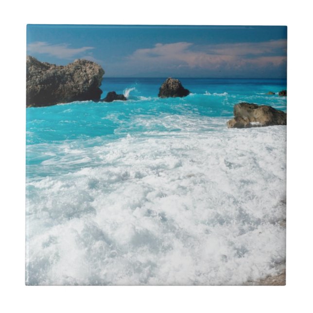 Beautiful Beach Water Surf Aloha Hawaiian Wedding Tile (Front)