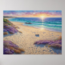 Beautiful Beach Waves and Shore Art