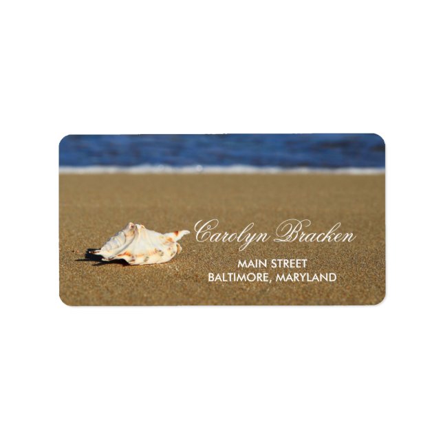 Beautiful Beach Waves | Seashell Nautical Wedding Label (Front)