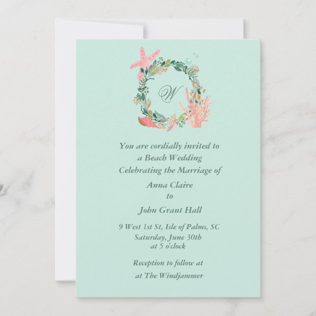 Beautiful Beach Wedding Announcements | Custom (Front)