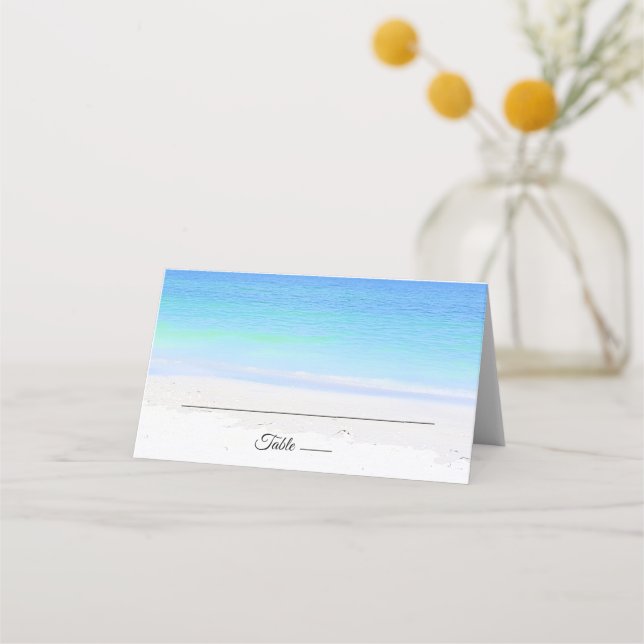 Beautiful Beach wedding seating place card (Front)
