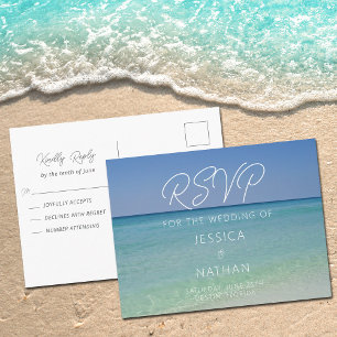 Beautiful Beach Wedding Summer Coastal RSVP Postcard