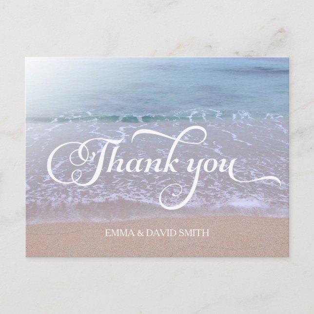 Beautiful Beach Wedding Thank You Postcard (Front)