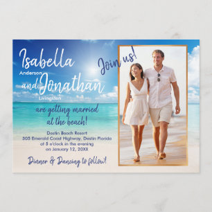 Beautiful Beach wedding   upload your photo Invitation
