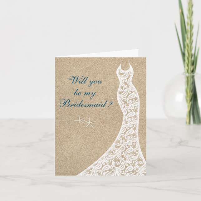 Beautiful Beach Will you be my Bridesmaid Card (Front)