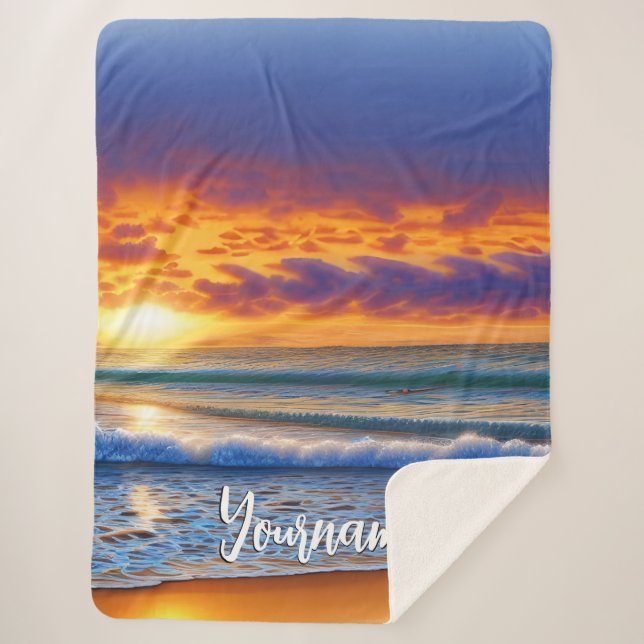 beautiful beaches and clear ocean waters sunset sherpa blanket (Front)