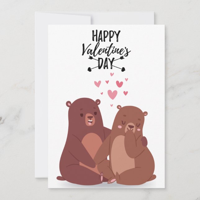 Beautiful bear love card for Valentine's Day (Front)