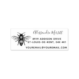 Beautiful BEE Family Return Address Rubber Stamp
