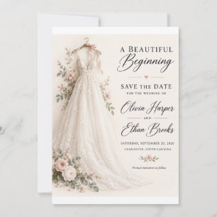 Beautiful Beginning Blush Wedding Save the Date Invitation