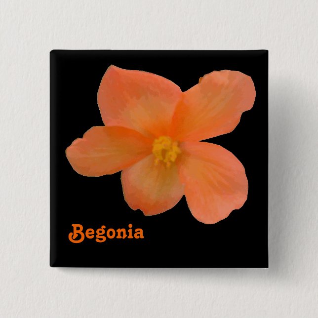 Beautiful Begonia Customisable Button (Front)