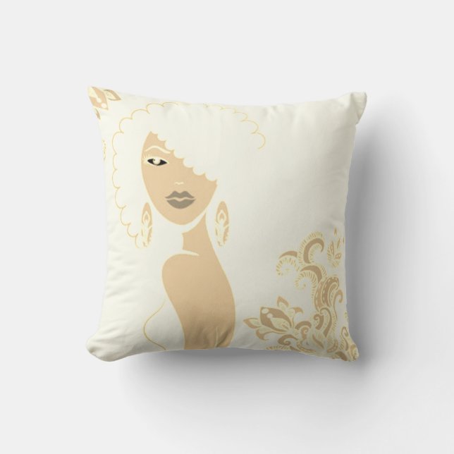 Beautiful Beige and Blue 2 Sided Pillow (Front)