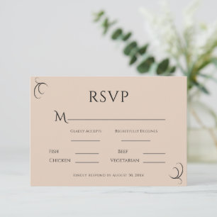 Beautiful Beige Simple Modern Wedding RSVP Card