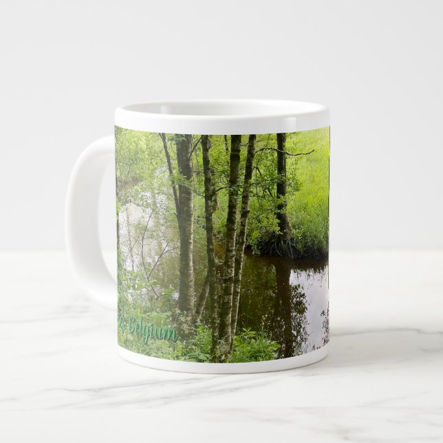 Beautiful belgian forest and river, travel large coffee mug (Front Left)