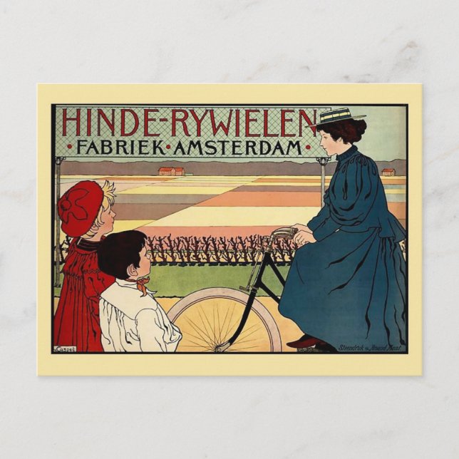 Beautiful belle époque Dutch vintage bicycle ad Postcard (Front)