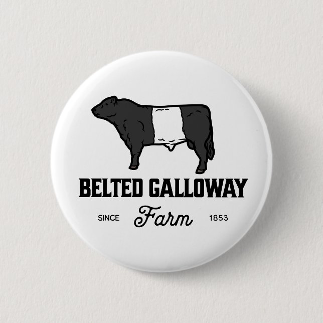 Beautiful Belted Galloway cow round badge or desig (Front)