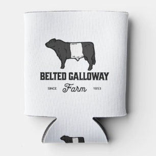 Beautiful Belted Galloway cow round badge or desig Can Cooler