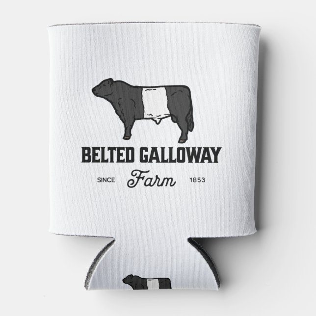 Beautiful Belted Galloway cow round badge or desig Can Cooler (Front)