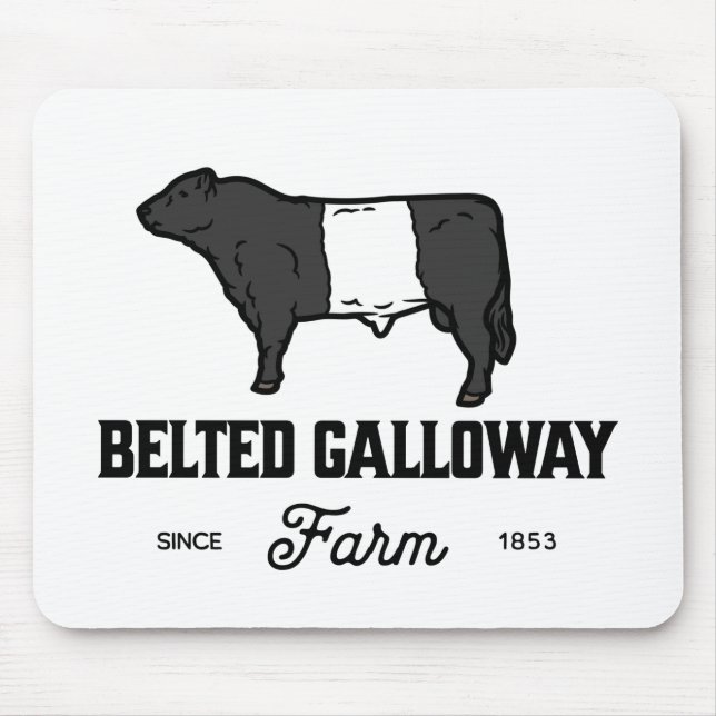 Beautiful Belted Galloway cow round badge or desig Mouse Mat (Front)