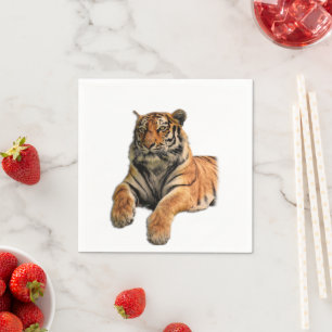 Beautiful Bengal Tiger Face & Paws Photo Napkin