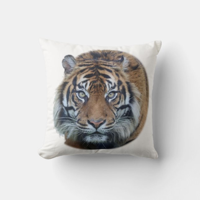 Beautiful Bengal Tiger Face Photo Cushion (Front)