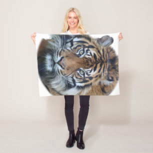 Beautiful Bengal Tiger Face Photo Fleece Blanket