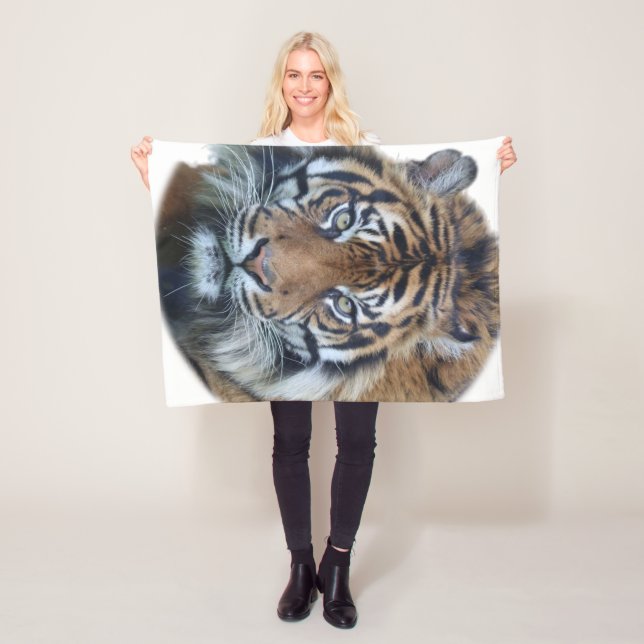 Beautiful Bengal Tiger Face Photo Fleece Blanket (In Situ)