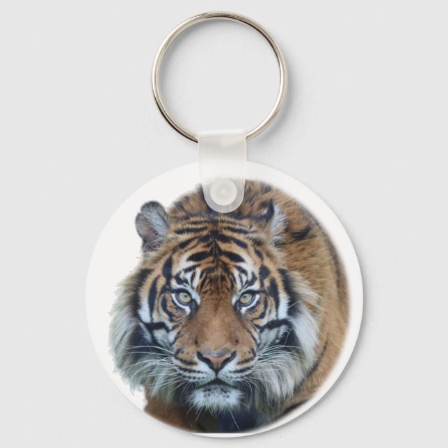 Beautiful Bengal Tiger Face Photo Key Ring (Front)