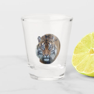 Beautiful Bengal Tiger Face Photo Shot Glass