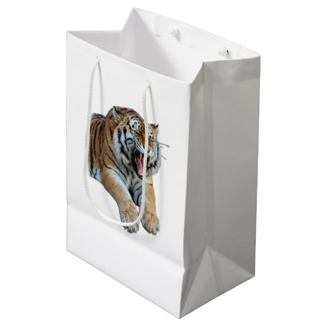 Beautiful Bengal Tiger Face & Teeth Photo Medium Gift Bag (Front Angled)