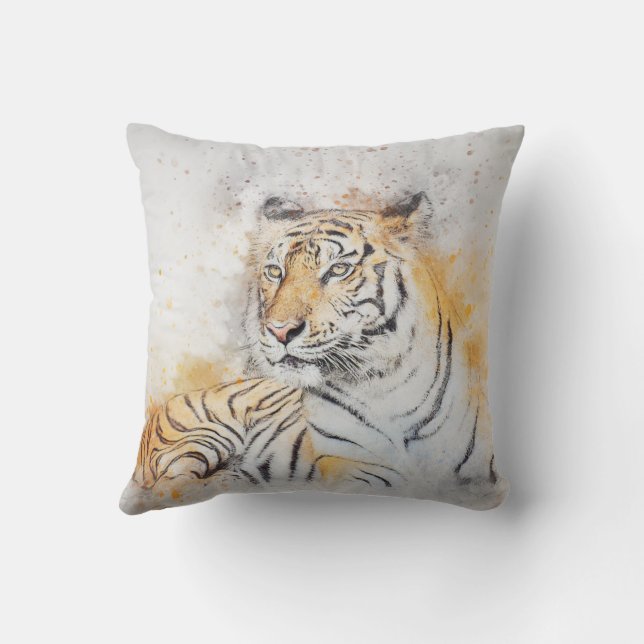Beautiful Bengal Tiger Painting Cushion (Back)