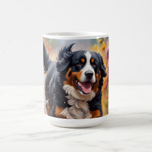 Beautiful Bernese Mountain Dog & Flowers Coffee Mug