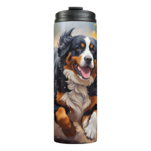 Beautiful Bernese Mountain Dog & Flowers Thermal Tumbler