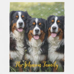 Beautiful Bernese Mountain Dogs Personalized Fleece Blanket