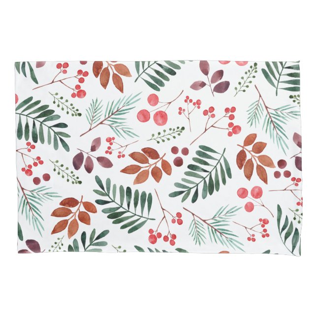 Beautiful Berry and Branches  Watercolor Winter  Pillowcase (Front)