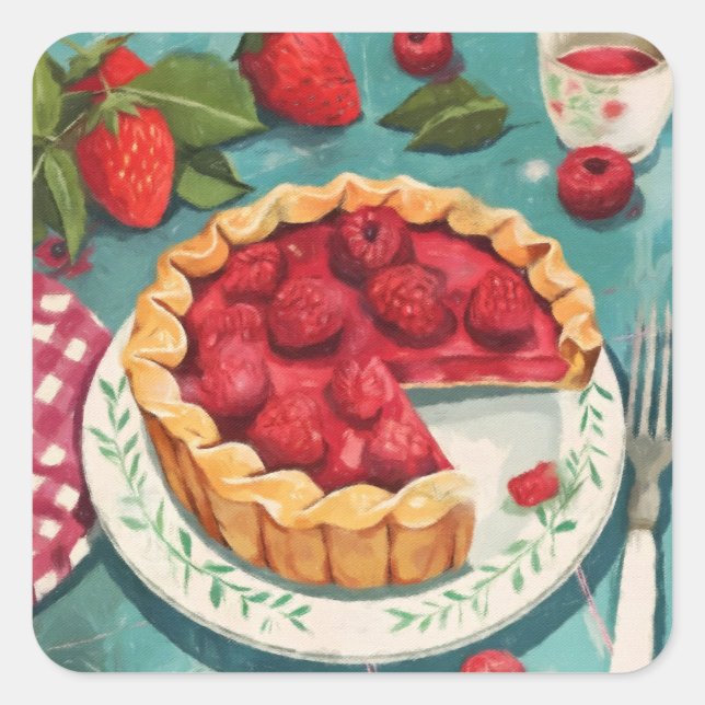Beautiful Berry Pie Square Sticker (Front)