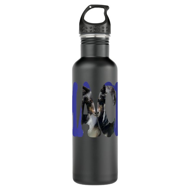 Beautiful Bi-Black Sheltie Picture in the Word MAC 710 Ml Water Bottle (Front)