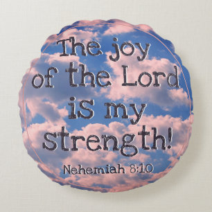 Beautiful Bible Verse Template Daisy Sky Clouds Round Cushion