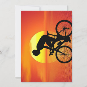 Beautiful Bicycle Silhouette Sunset Scene Colourfu Holiday Card
