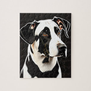 Beautiful big black and white dog portrait jigsaw puzzle