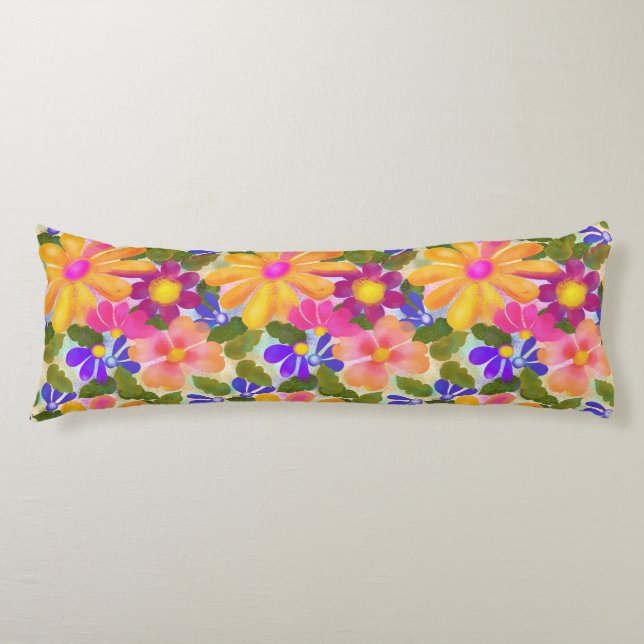 Beautiful Big Flowers Body Cushion (Front)