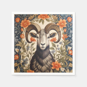 Beautiful Big Horn Sheep William Morris Inspired Napkin