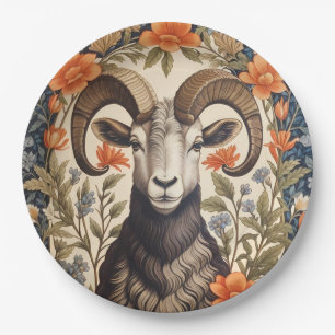 Beautiful Big Horn Sheep William Morris Inspired Paper Plate