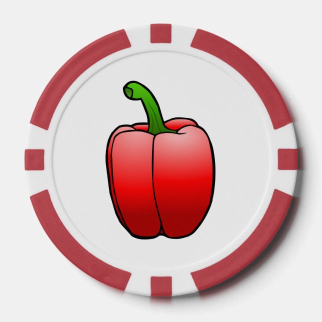 Beautiful Big Red Bell Pepper Poker Chips (Front)