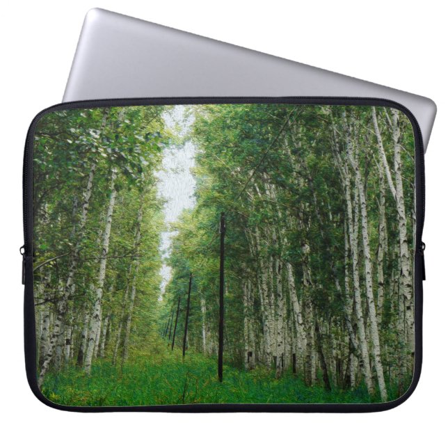 Beautiful Birch Tree Forest Art Laptop Sleeve (Front)